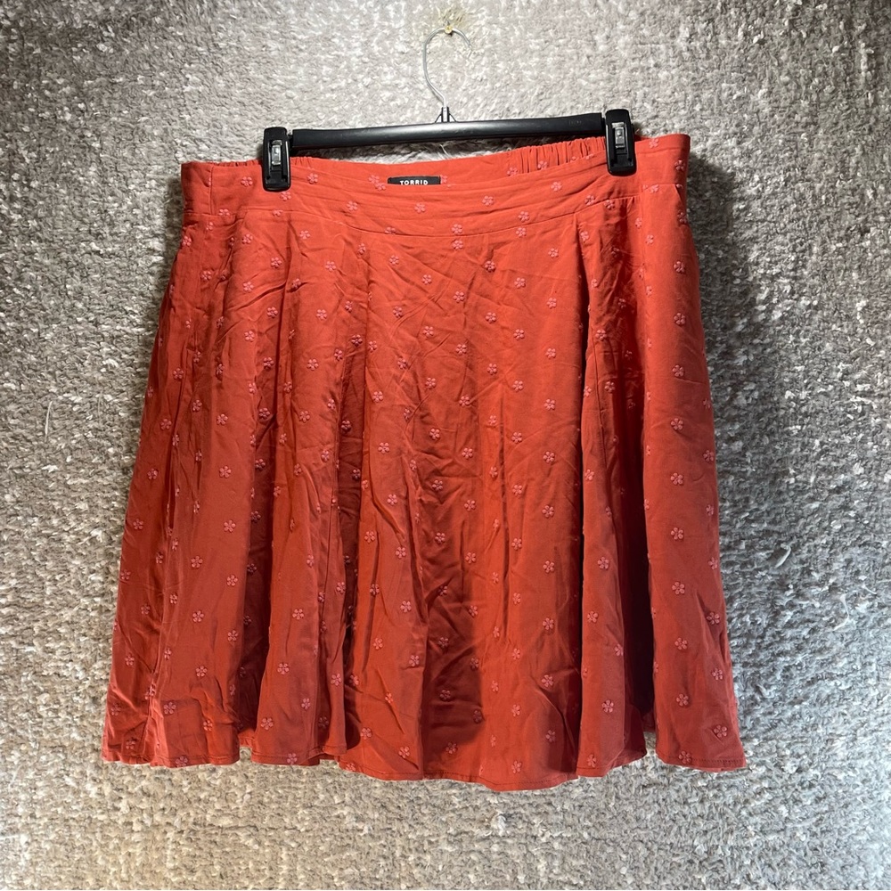 Torrid Red Embroidered A-Line Skirt